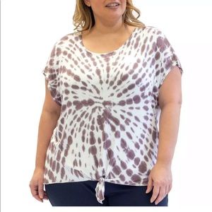 Nanette Lepore Womens White Tie Front Tie-Dye Crop